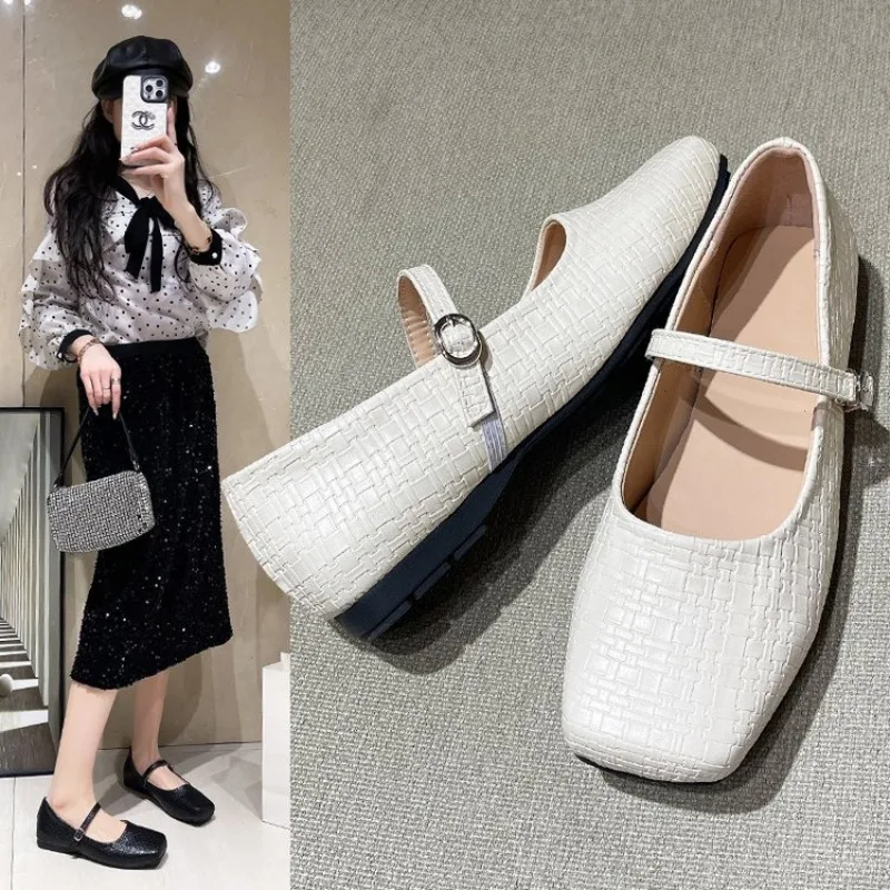 

Mary Jane Single Shoes Thick Heel Shoes Elegant Classic Retro Square Toe Comfortable Soft Shallow Cut Low Heel Women's Shoes New