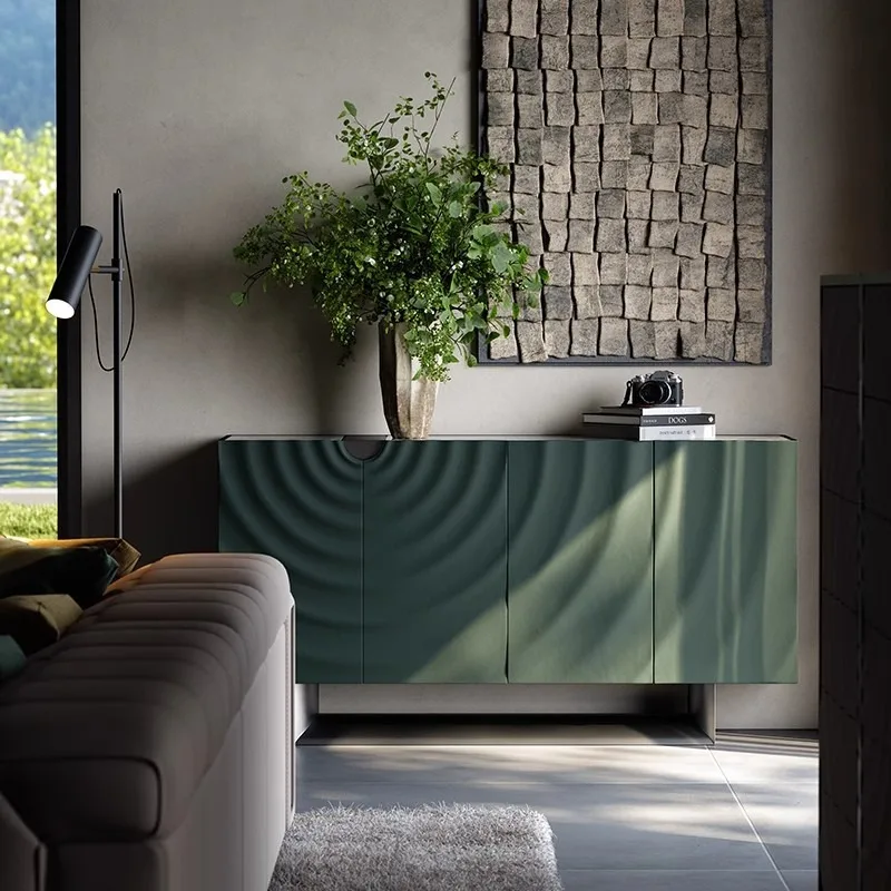 Light luxury high-end door cabinet home decoration whole house matching ripple series rock slab dining side cabinet shoe