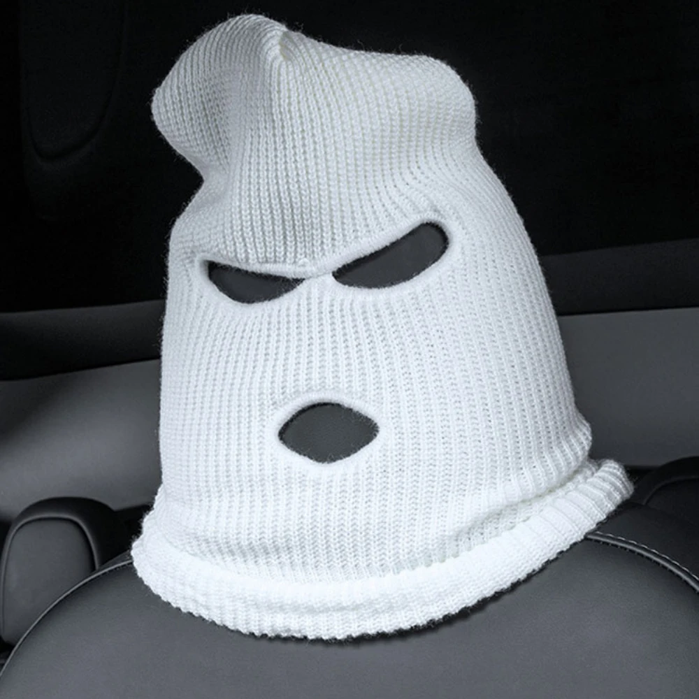 

Funny Car Seat Covers Masked Person Knitted Headgear Halloween Headrest Cover Decoration Ghost Protector Headrest Covers