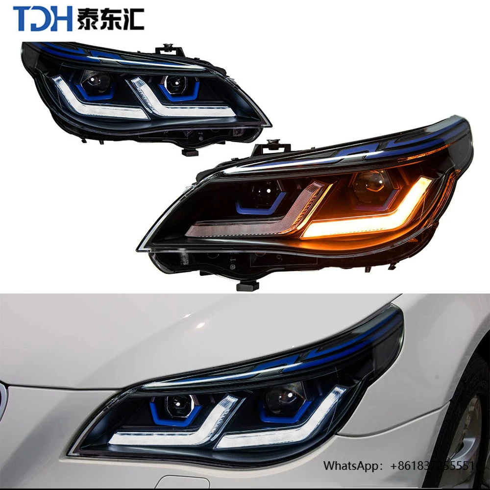 

For 03-10 E60 LED Headlights Assembly 100W Blue Eyebrow Head Lamp with 6000K Color Temperature New Condition Car Lights