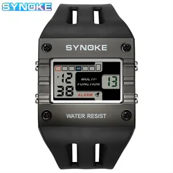 SYNOKE Digital Watch Men Sports Electronic Watch Waterproof Night Glow Large Screen Square Student Watch Outdoor New Color Trend