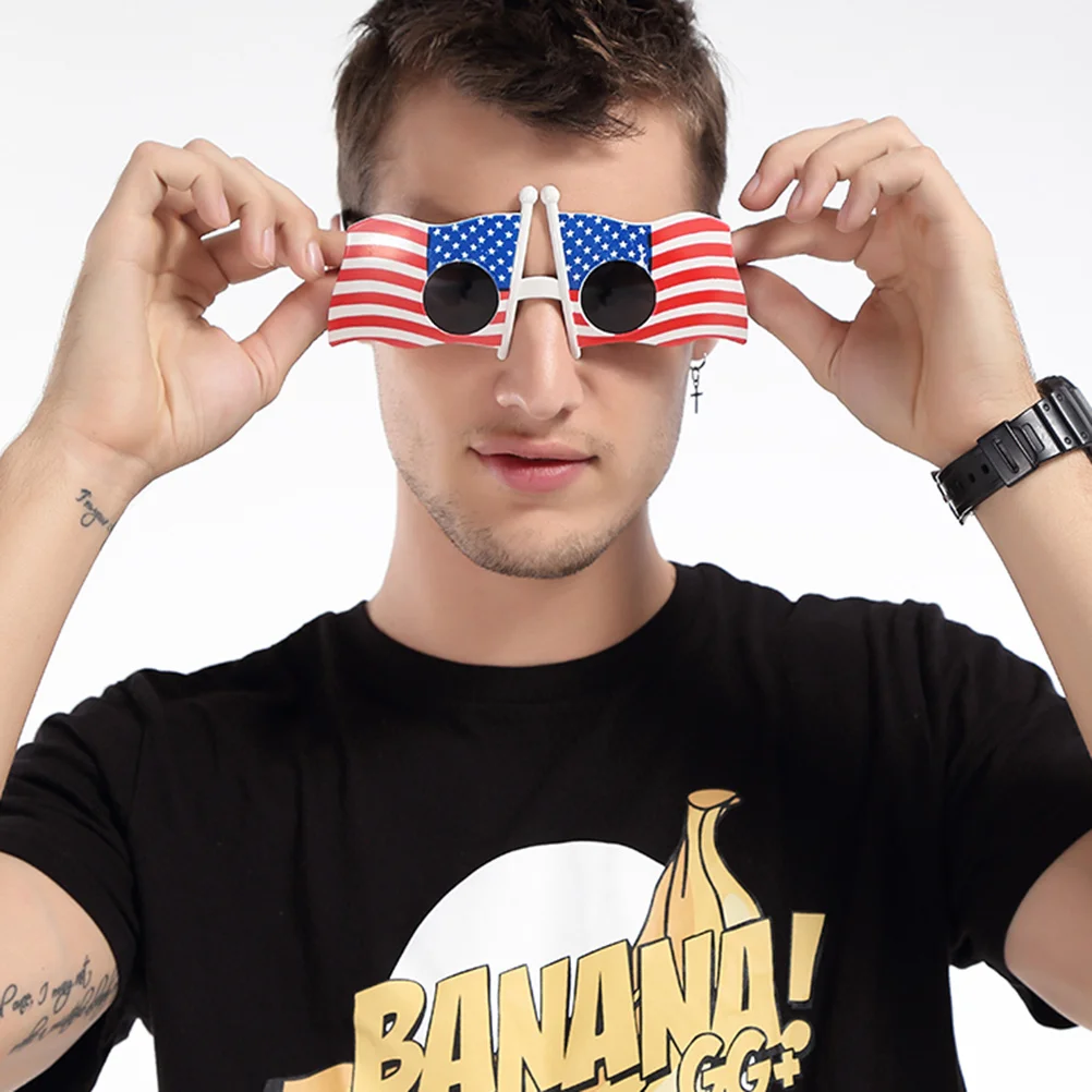 Lunettes de drapeau américain drôles, légères et caractéristiques, mascotte de fête d'équipe d'acclamant, lunettes de drapeau américain pour le nouvel an