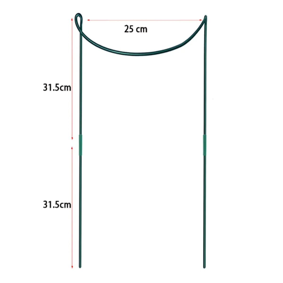 A93Z 6 Pack Large 60cm Tall Bow Plant Support Stakes, Strong Metal Garden Supports Half Round Flower Hoops