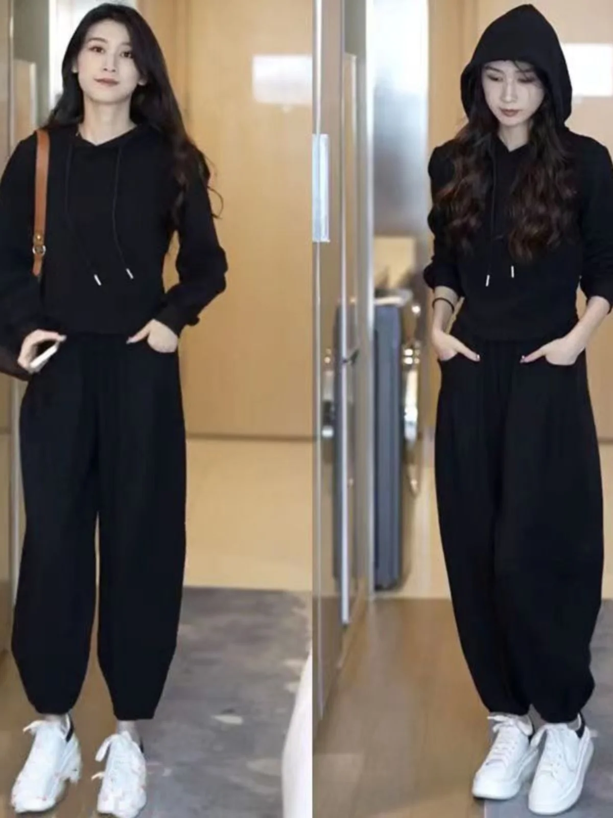 

Casual Sportswear Set Women's 2026 Spring Autumn New Fashionable Hoodie Harajuku Pants Two-Piece Set Trendy Long Sleeve Polye...
