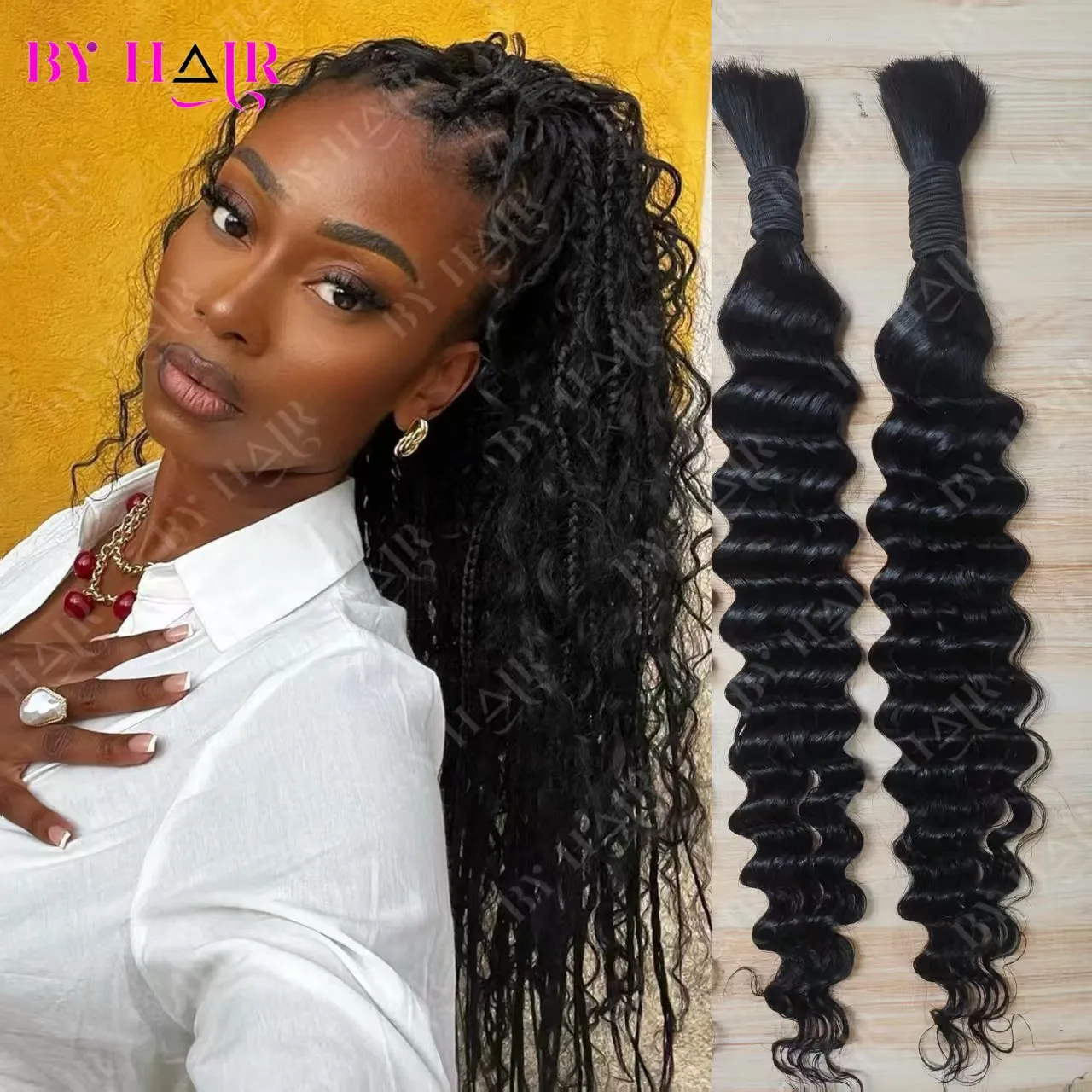 

Deep Wave Bulk Human Hair Human Braiding Hair 50g 100g No Weft 100% Human Hair Bundles Micro Human Braiding Hair for Boho Braids