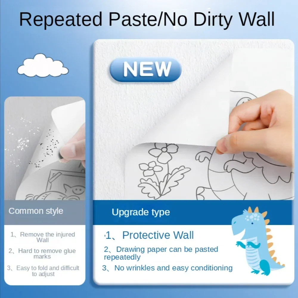 Children Drawing Roll DIY Painting Paper Sticky Color Filling Papers Graffiti Scroll Coloring Books for Kids Educational Toys