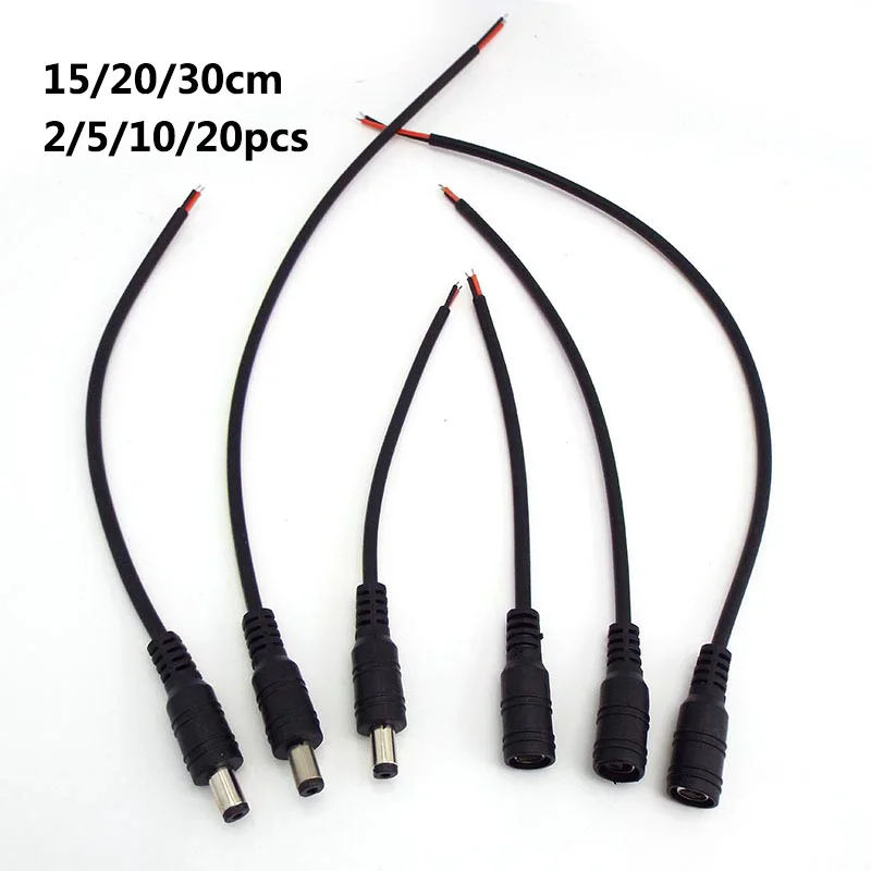 2pin DC Male Female wire Power supply Pigtail Cable 12V 5.5x2.1mm Connector adapter plug For LED light strip car Driver DVR S1