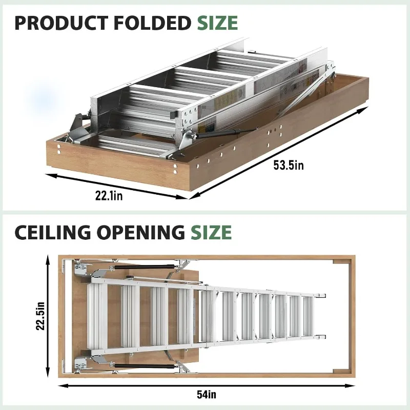 home.10 Foot Aluminum Attic Ladder Pull Down System 350-Pound Load Attic Steps for 7'8