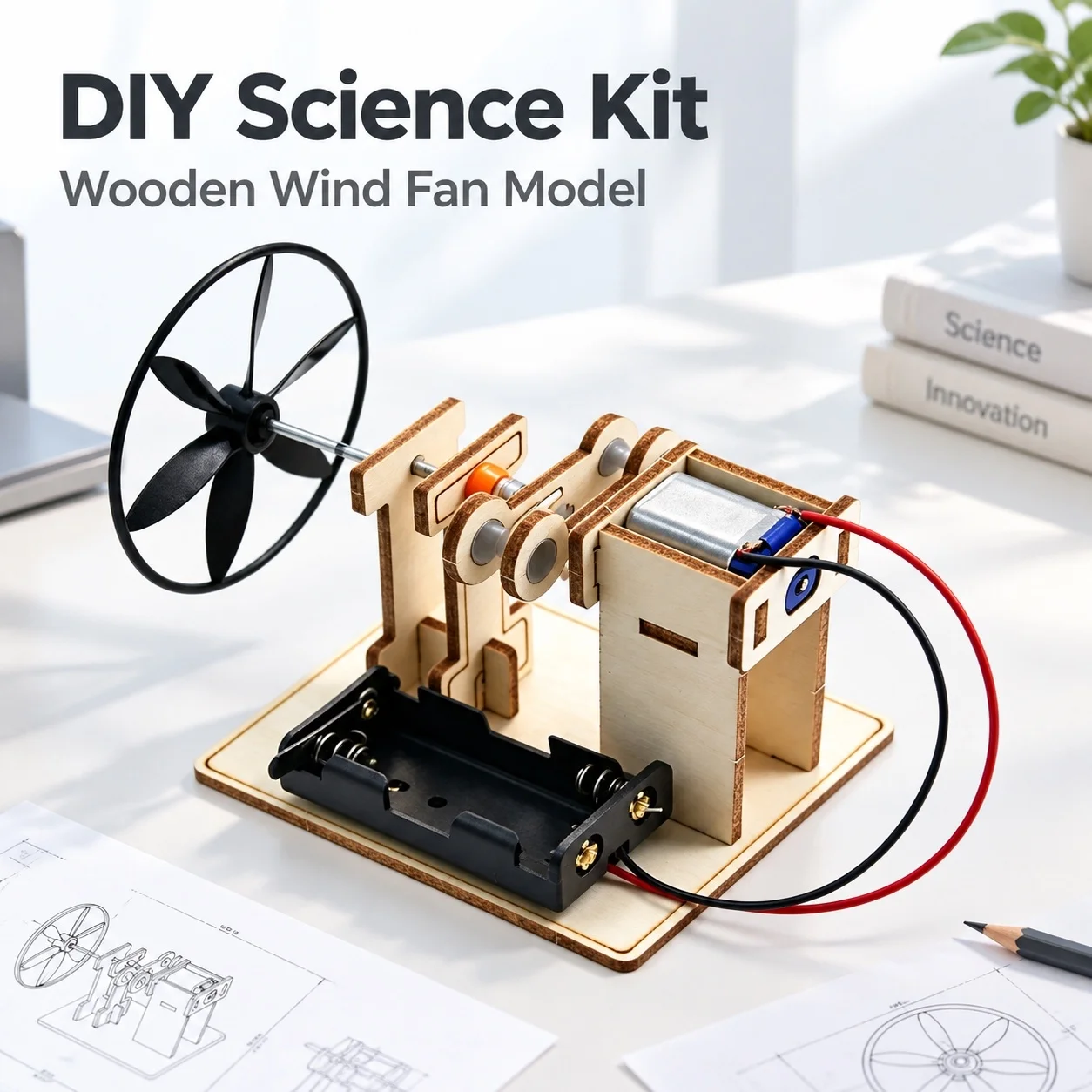 Wooden DIY Magnetic Transmission Experiment Kit STEM Educational Assembly Model Handmade Science Learning Toy Supplies For Teens