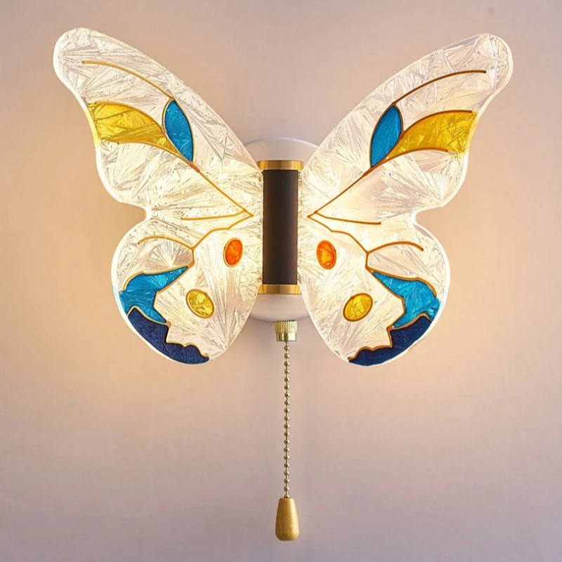 Creative Enamel Colored Acrylic Butterfly Wall Lamps Children Room Decor Light Fixture Bedroom Beside Novelty Lighting Led 2026