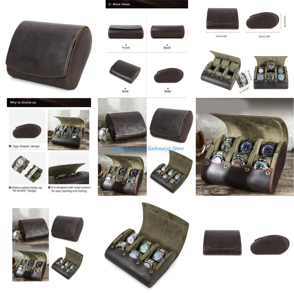 

573b кожаный держатель для часов водонепроницаемой ящик для хранения 6 слот для ювелирных украшений коробка контейнера