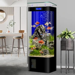 2024 New Intelligent Hot Bending Integrated Molding Glass Fish Tank Living Room Vertical Ecological Aquarium