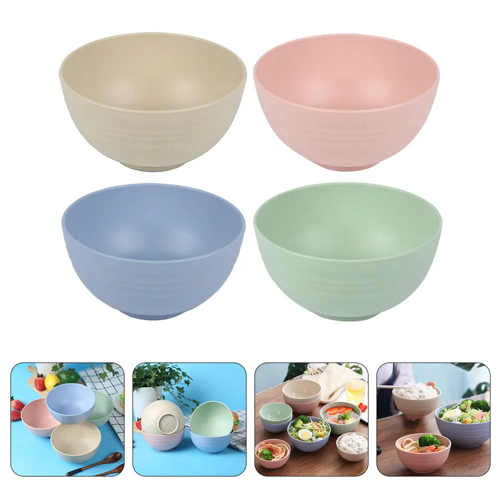 

4Pcs Unbreakable Bowl Set of 4 Stylish Kitchen Bowls for Eating Rice Noodles Oatmeal Breakfast Small Cereal Salad Serving Bowl