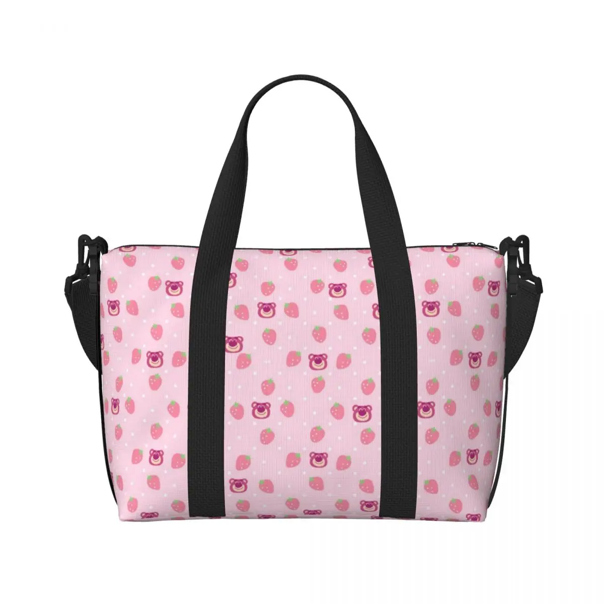 Custom Lotso Huggin Bear Pattern Beach Tote Bag for Women Large Compartment Beach Gym Travel Bags