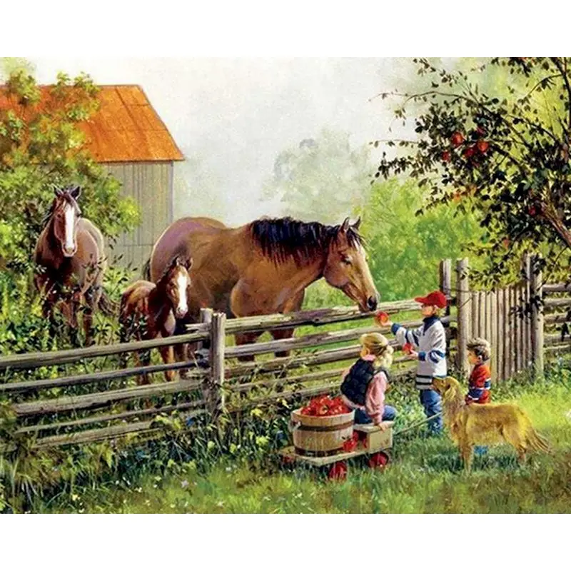 PhotoCustom Horse Paint By Numbers For Adults Picture With Numbers Scenery Easy Acrylic on Canvas