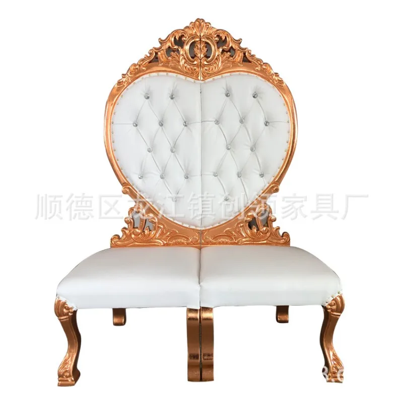 

Factory direct sales wedding love chair hotel lobby decorative chair bride and groom solid wood king image