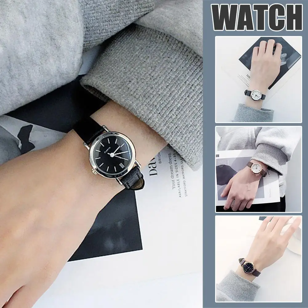 Korean Fashion Watch Leather Strap Casual Quartz Watch Simple Square Lovely Wristwatch Watch Dial C9S4