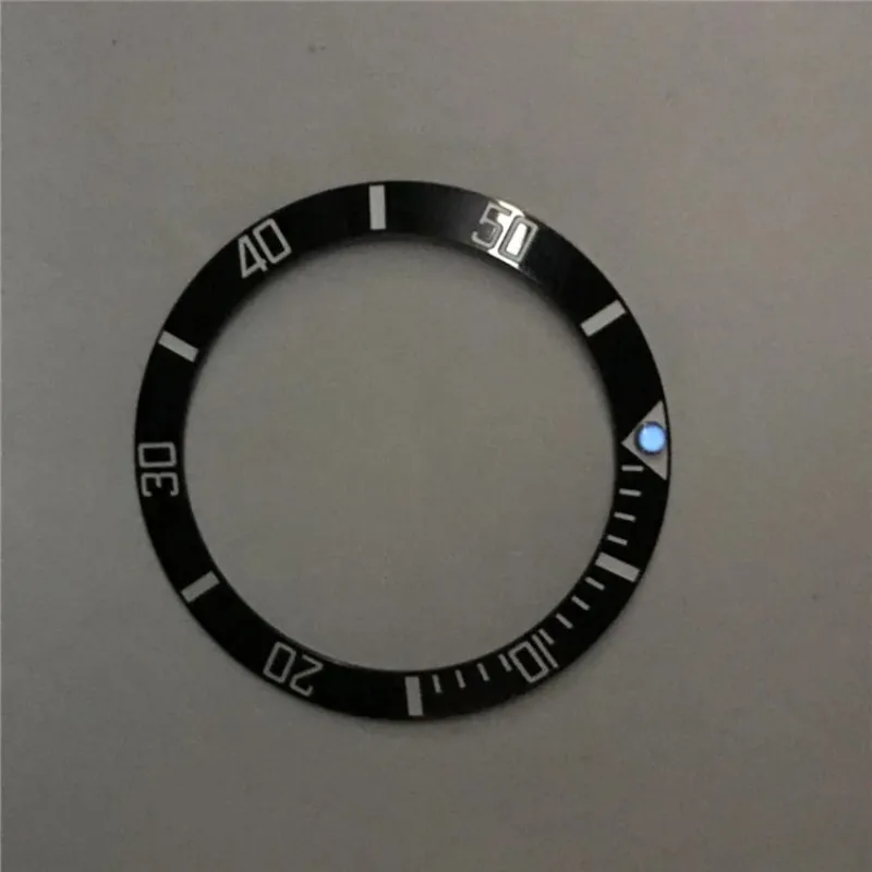 Neigbare 38 mm * 30,7 mm leuchtende Keramik-/Aluminium-Lünette GMT und Taucheruhr-Einsätze, geeignet für 40 mm Herrenuhren-Ersatzuhren
