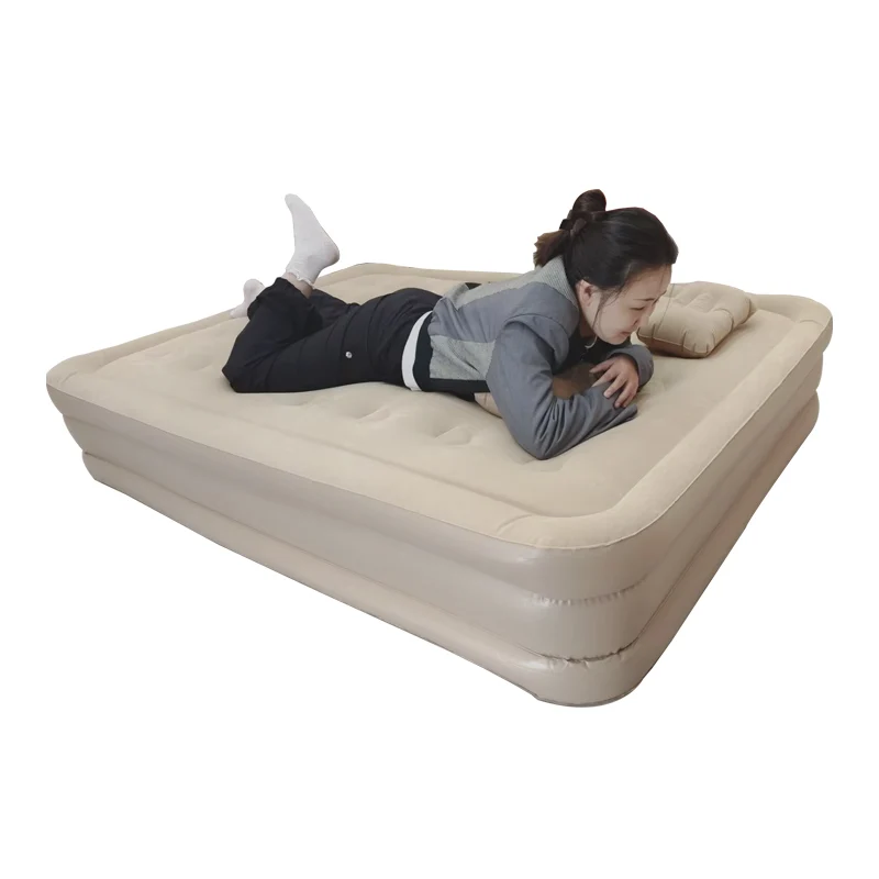 Outdoor Camping Built-in Pump Pvc Heightened Air Mattress Mute Shock Absorption 1-2 People Moisture-proof Pad