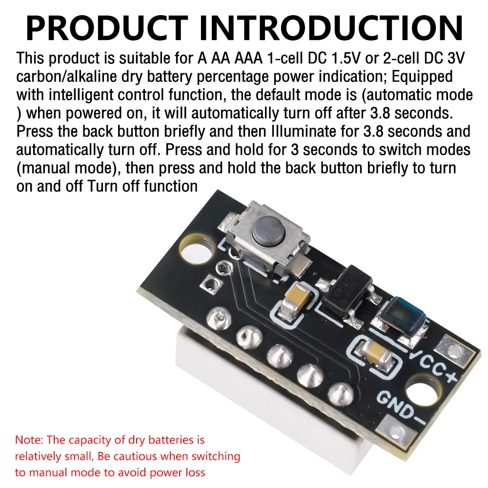 Mini-Batterie-Ladezustandsanzeigemodul 188-Segment-LED-Display Universelle Prozentanzeige für 1 oder 2 x 1,5V – Detail 13