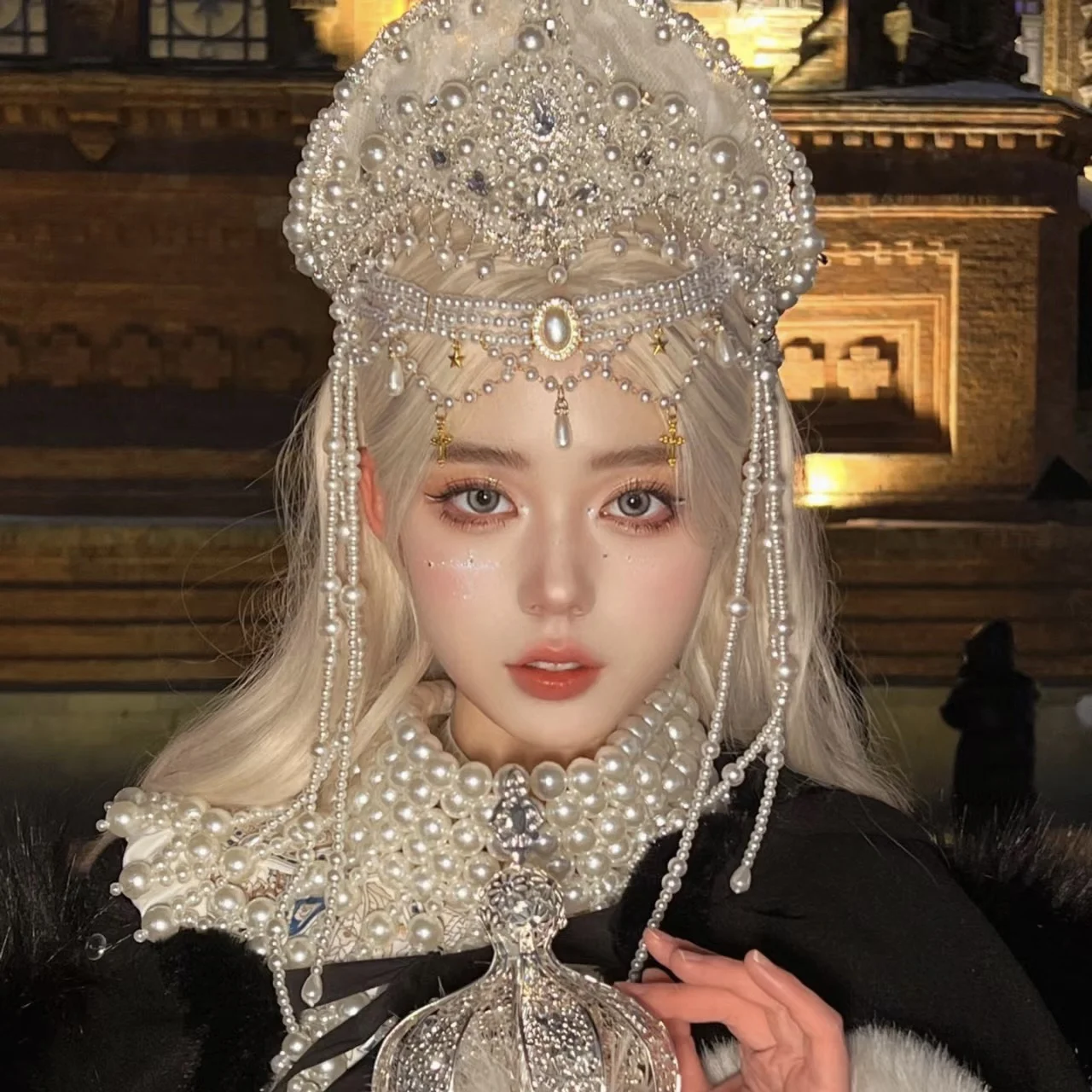 Russian Ethnic Clothes Dress Clothing Headdress Crown Hat Lolita Exotic Trip Shoot Ornament