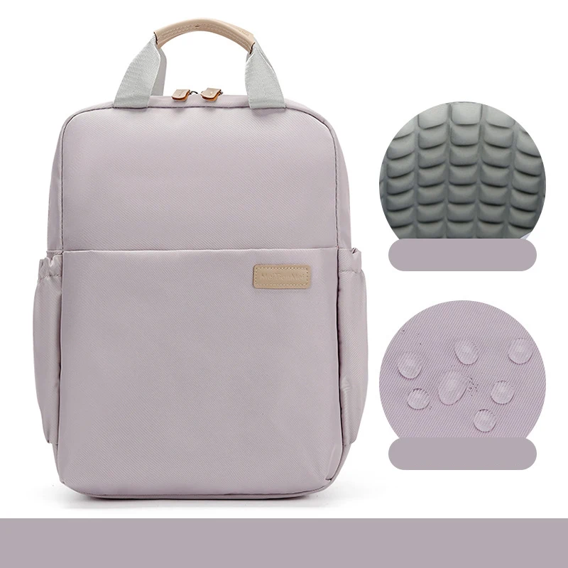 

New Solid Color Women's Waterproof Nylon Backpack Light 14 15 Inch Laptop Simple School Bag For Teenage Girls