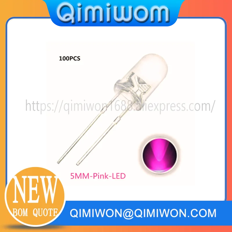 100pcs 5MM/3MM LED Diode White Green Red Blue Yellow Orange Pink Purple DIY Light Emitting Diode