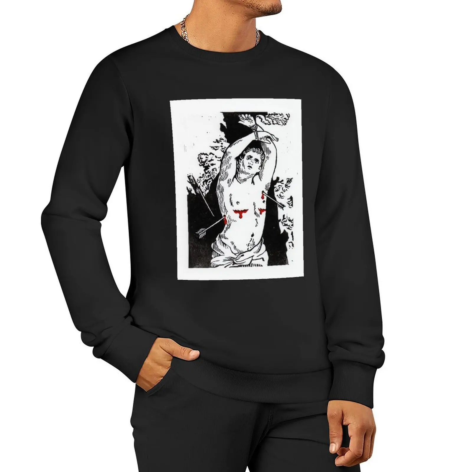 

Transmasc St. Sebastian Pullover Hoodie men's clothes mens clothing men's sweatshirts