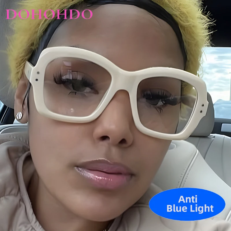 

Trending Personality Oversized Square Frame Anti-Blue Light Women Glasses Men Luxury Brand Computer Reading Optical Eyeglasses