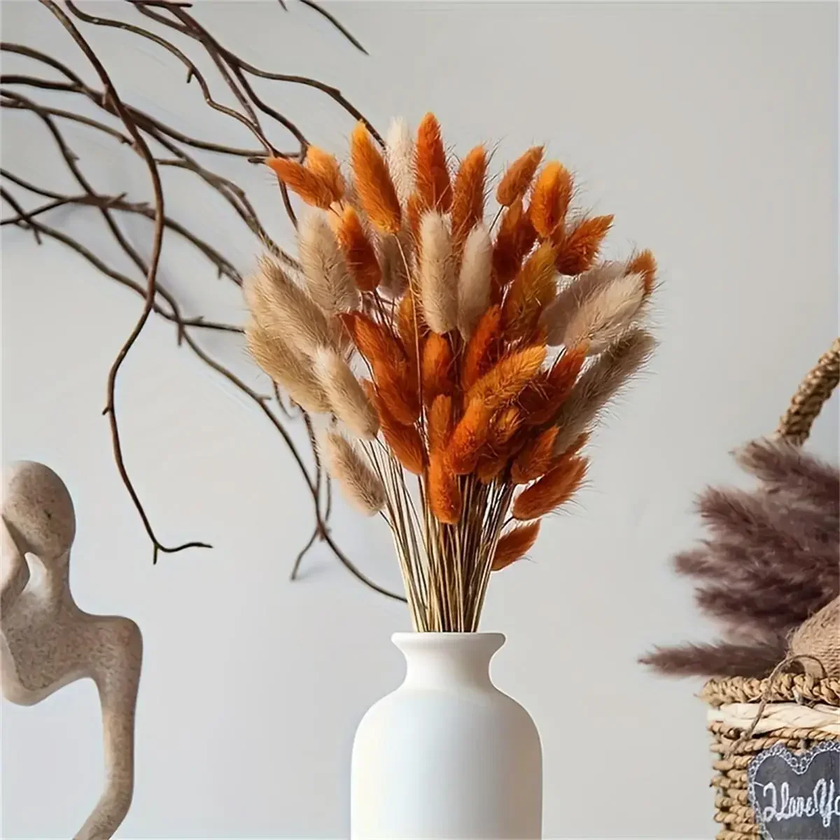 

70PCS Bunny Tail Grass Pampas Grass Dried Flowers Boho Farmhouse Country Wedding Home Room Decor Bouquet DIY Artificial Flowers