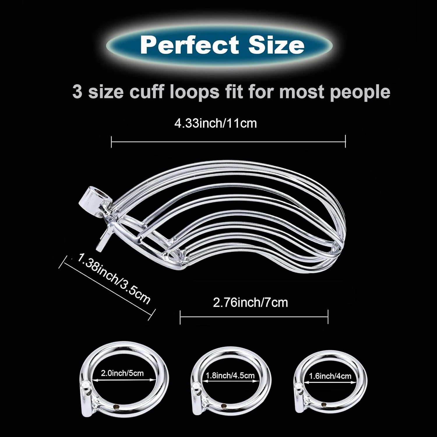 調節可能なステンレス鋼の貞操ケージ、男性用ペニスロックデバイス、BDSMオルガズム抑制ベルト、不正行為防止メタルケージ、確実なフィット感