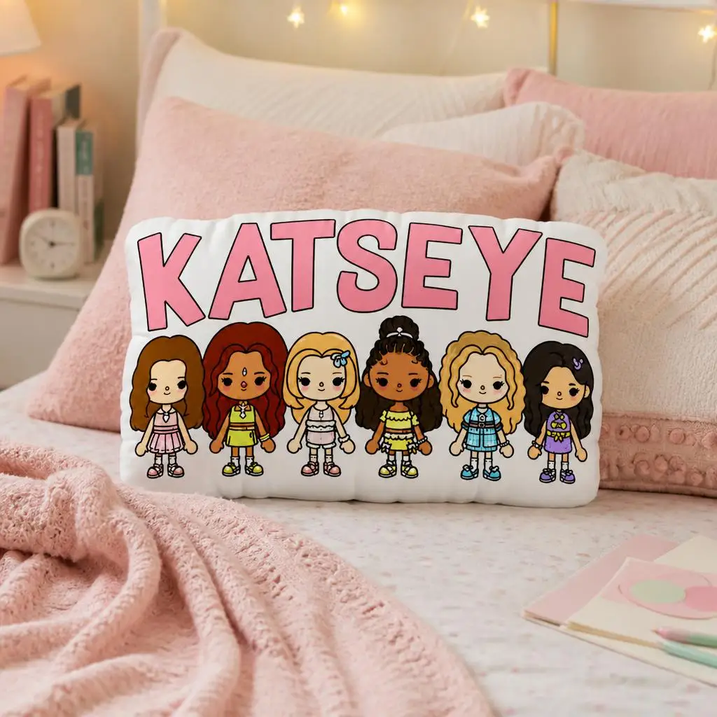Katseye Pop Music Girl Group Kpop Fans Eyecon Plush Pillow Cushion Irregular Stuffed Throw Pillow Home Decor Gift Sofa Bed Couch