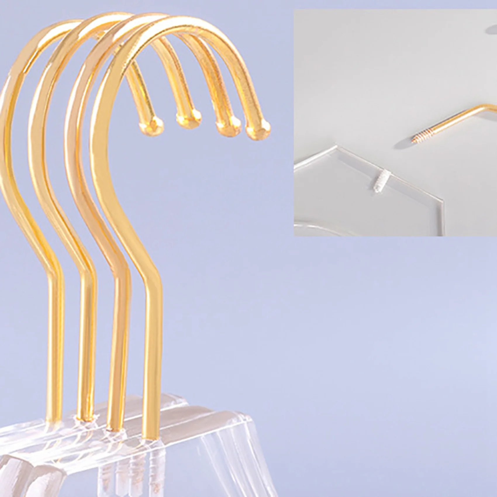 ABWR-10 pçs cabide de roupas acrílico transparente com gancho de ouro, cabide de vestido de camisas transparentes com entalhes para senhora crianças s