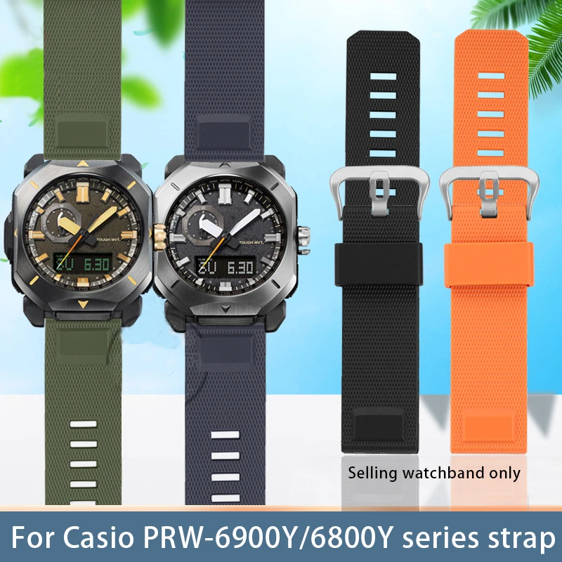 

23mm Quick Release Wristband Men's For Casio 1598 accessories PRW-6900Y PRW-6800Y PRW60 Resin Silicone Watch Strap