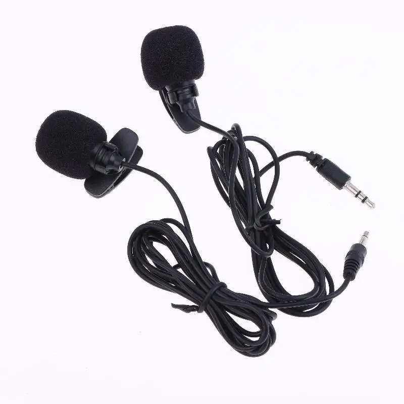 Micrófono de Solapa con Clip de Condensador Manos Libres, 1.5 Metros, Mini Micrófono Lavalier Portátil con Cable de 3.5mm para Teléfono y Computadora Portátil, Negro