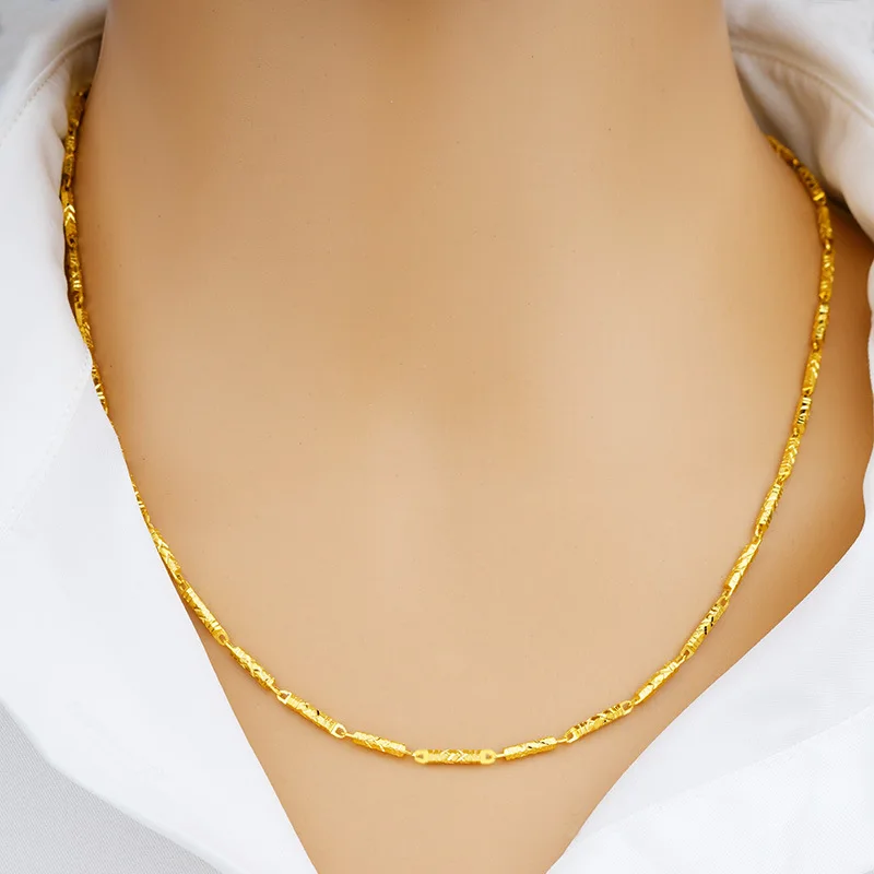 

Luxury 24K 9999 Pure Gold real gold Women's Hexagon Necklace Women's Clavicle Chain