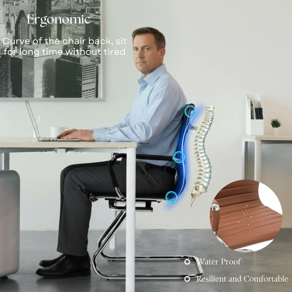 كرسي ضيوف للاستقبال في المكتب مع مجموعة أذرع مكونة من كراسي غرفة الانتظار الثابتة المصنوعة من جلد البولي يوريثان وكرسي غرفة الاستقبال #3