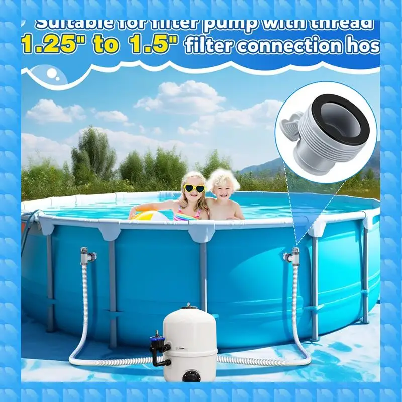 

ETRT 2 Pcs Pool Plunger Valve And 1.25 Inch To 1.5 Inch Type B Hose Adapter Compatible For Intex Pool Replacement Parts
