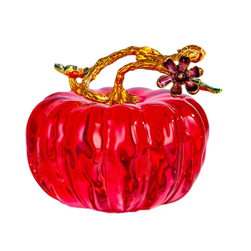 Ornamento de Abóbora de Vidro para Decoração de Casa Estatueta Criativa Amarelo Vermelho e Verde Lembrança do Quarto 65 mm Novo