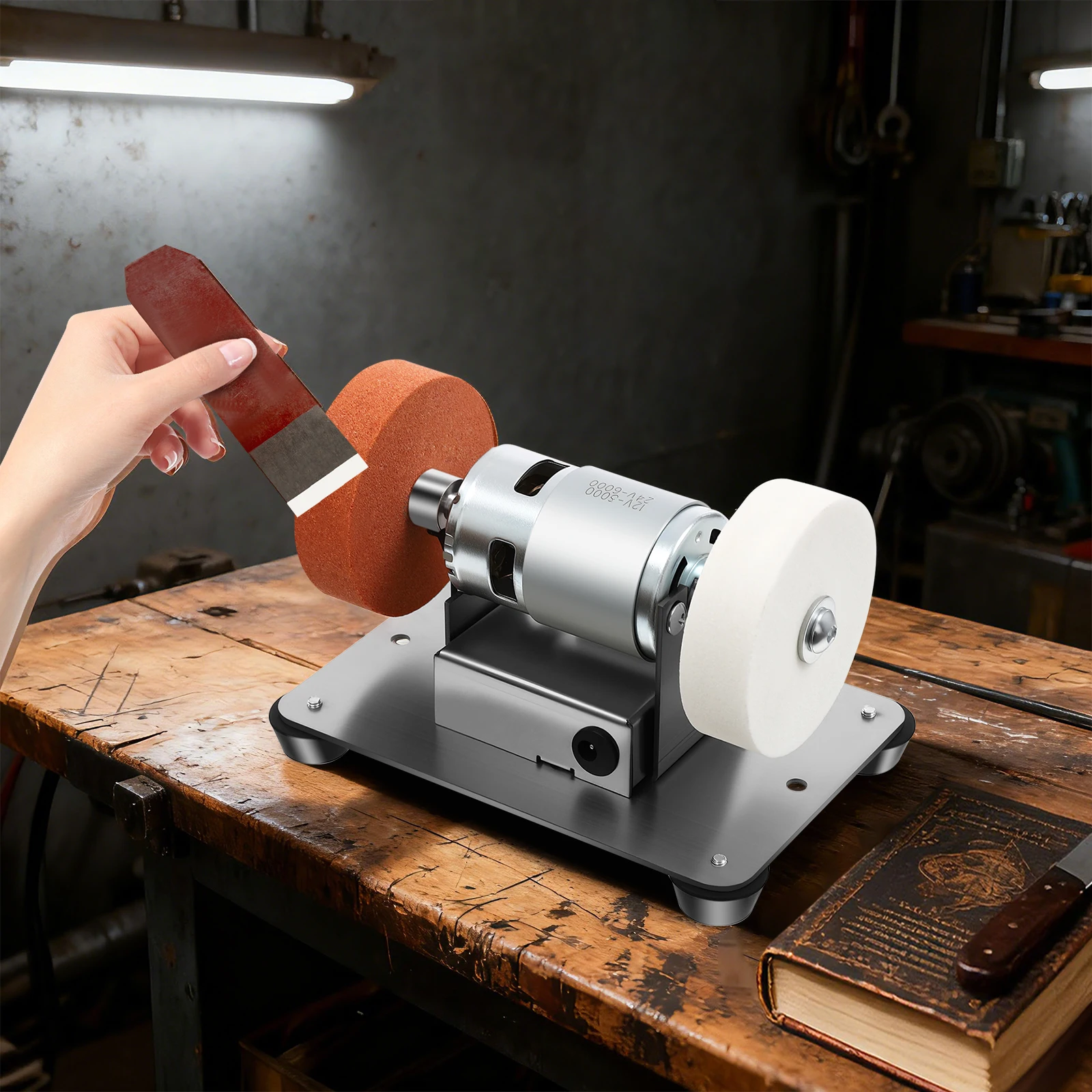 

Настольный шлифовальный станок 96 Вт, малогабаритный гриндер с регулируемой скоростью, 6000 об/мин, для шлифовки металла, полировки, DIY и заточки инструментов