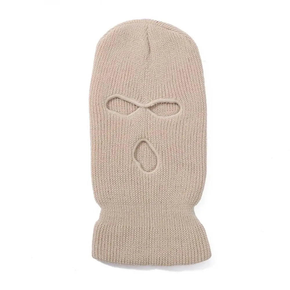 Single-color three-hole exposed-eye windproof neck warmer and warm knitted hat, suitable for outdoor cycling and skiing.