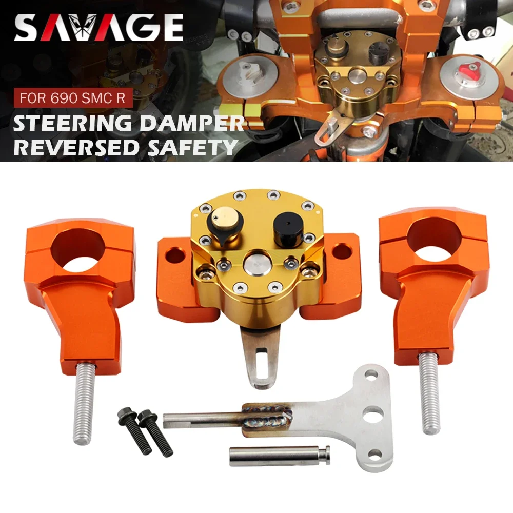 Steering Damper Stabilizer For 690 SMC R 2011-2023/ Enduro R 2009-2023 Motorcycle Bar Riser Clamp Mounting Kit Reversed Safety