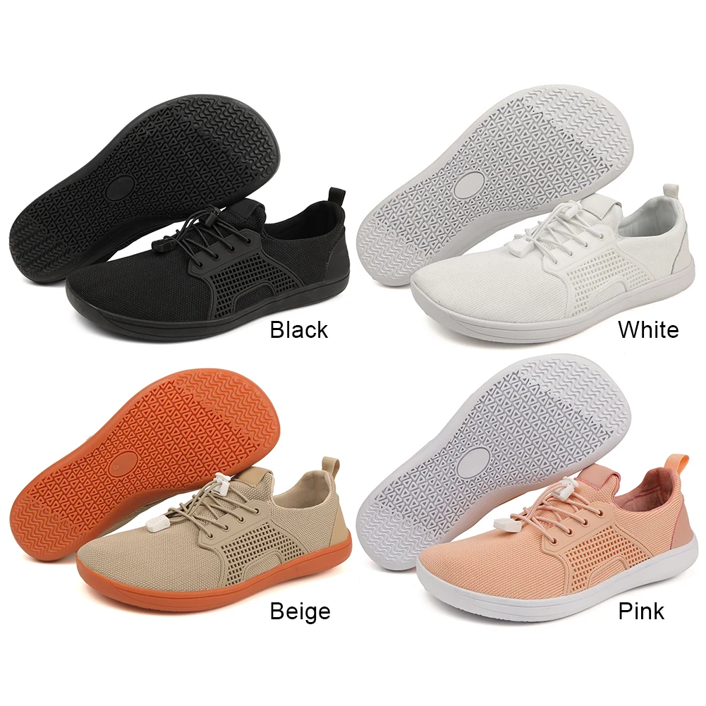 Zapatos minimalistas descalzos, cómodas zapatillas anchas y descalzas, zapatillas antideslizantes de malla de moda, transpirables para caminar y correr