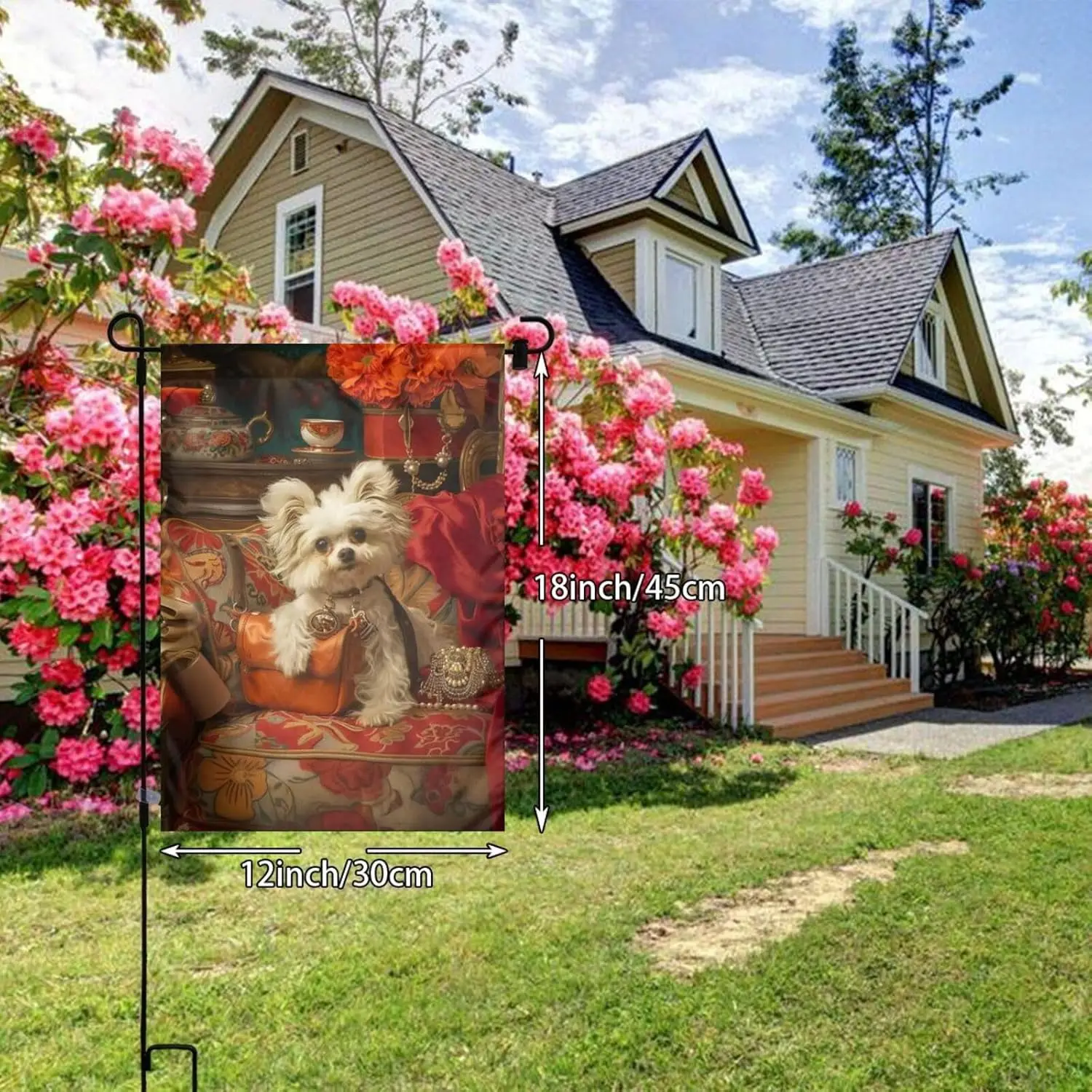 Chinese Crested Dog Garden Flags 12x18 Double Sided,Garden Flags for All Seasons, Garden Yard Banners for Seasonal Outdoor Home