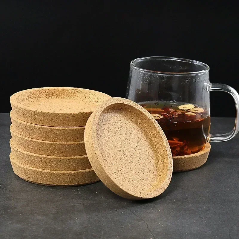 

4PCS Wooden Coasters Storage Tray Anti Scalding Simplicity Solid Color Natural Cork Material for Tea Office Cup Insulation Pad