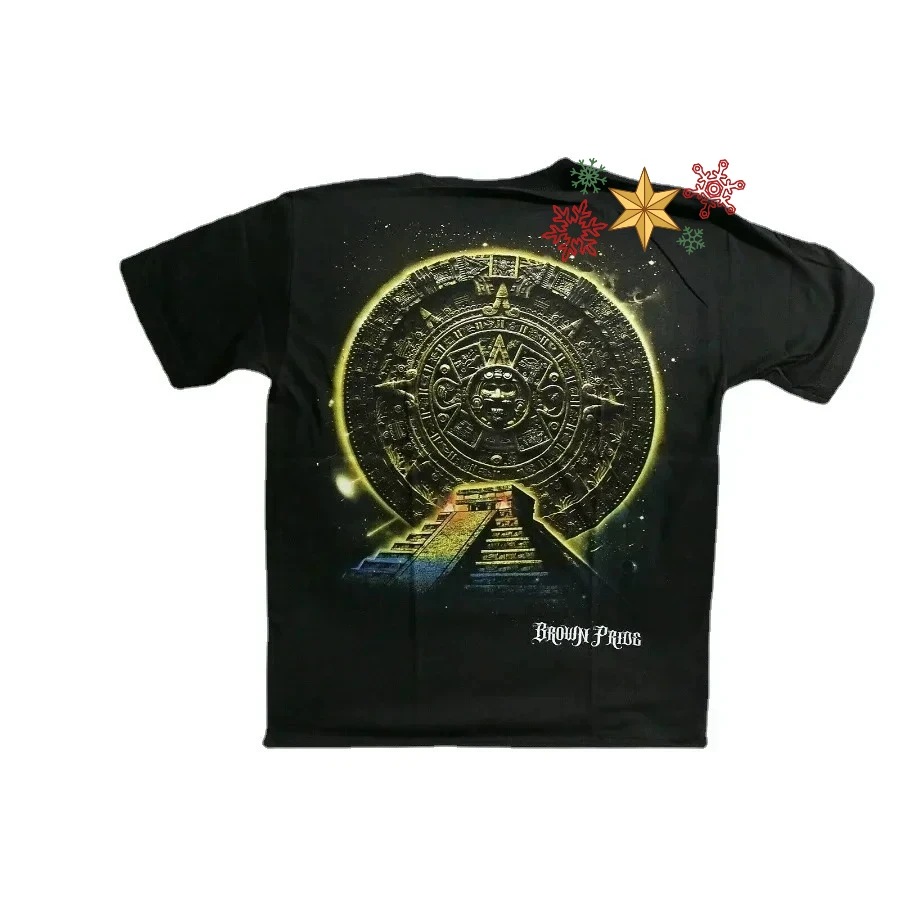 Mexico Aztec Calendar Sun Stone Mayan Pyramid T-Shirt 100% Cotton O-Neck Summer Short Sleeve Casual Mens T-shirt Size S-3XL