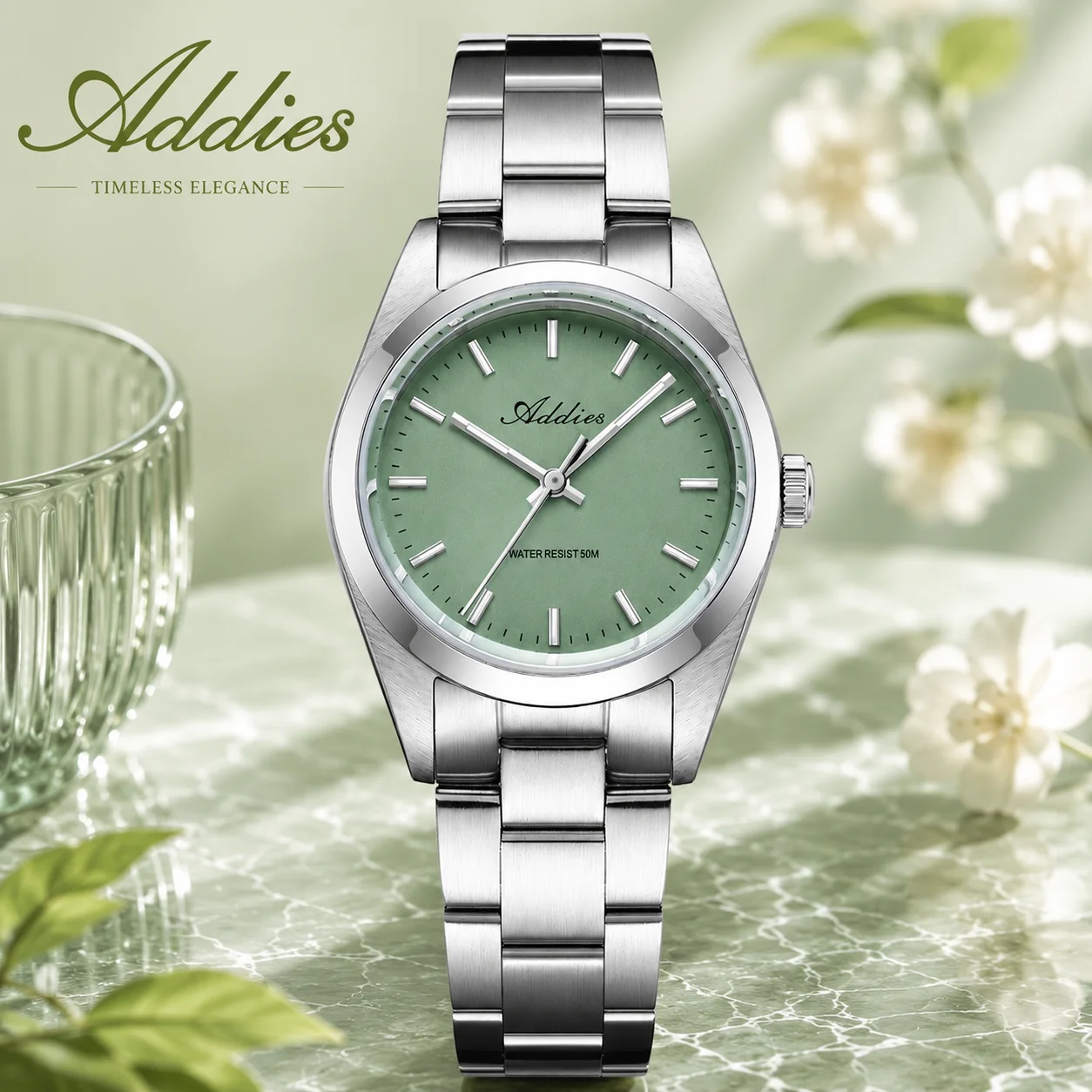 ADDIES AW25903 Japan 2035 Sapphire Glass Watches Waterproof Stainless Steel Women's Quartz Watch BGW9 Super Luminous Wristwatch
