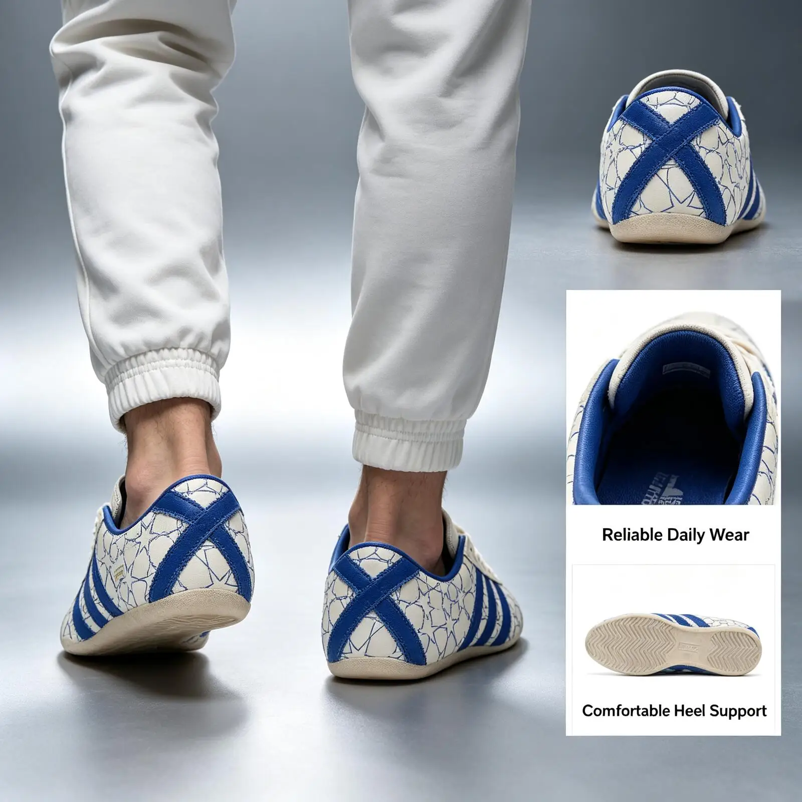 Adidas Samba OG Men Classic Lifestyle White Blue Stripes Suede Leather Gum Sole Retro Casual Walking Fashion Sports Shoes