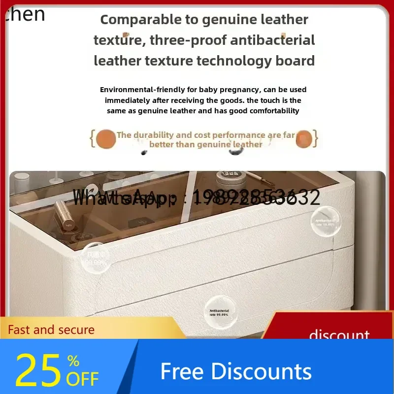 

AA resser Small Bedroom Bedside Bucket Cabinet Dresser Integrated Flip Mini Storage Cabinet