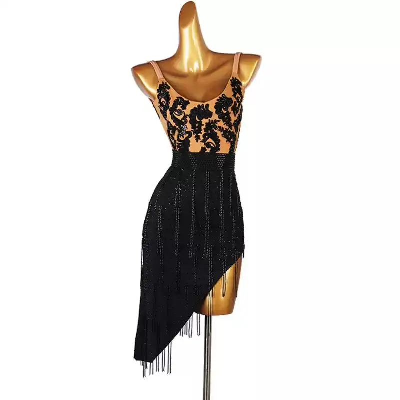 New Latin Dance Dress Competition Sexy Womens Ballroom Party Clothing Prom Costumes Ladies Sport Suit Short Prom Practice Wear